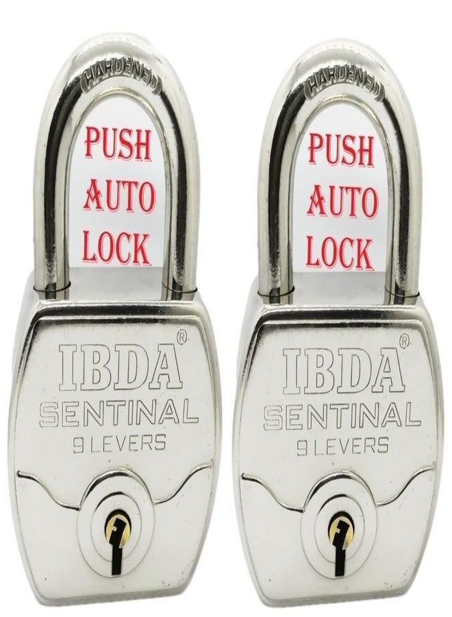 IBDA 2 Locks with Same Key | Multiple Locks with Single Key | Steel Body | Common Key Lock | Push Lock for Home, Shutter, gate, Door, kadi, Shop, Outdoor, Indoor | Same Key Lock Set of 2 with 4 Keys - Image 1